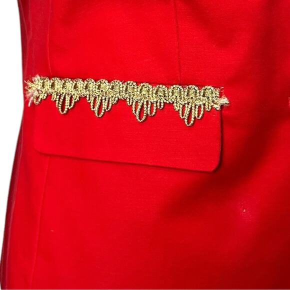Tommy Hilfiger Blazer Military Style 2 Button Red Gold Braiding Women’s Size 6 - Picture 11 of 16